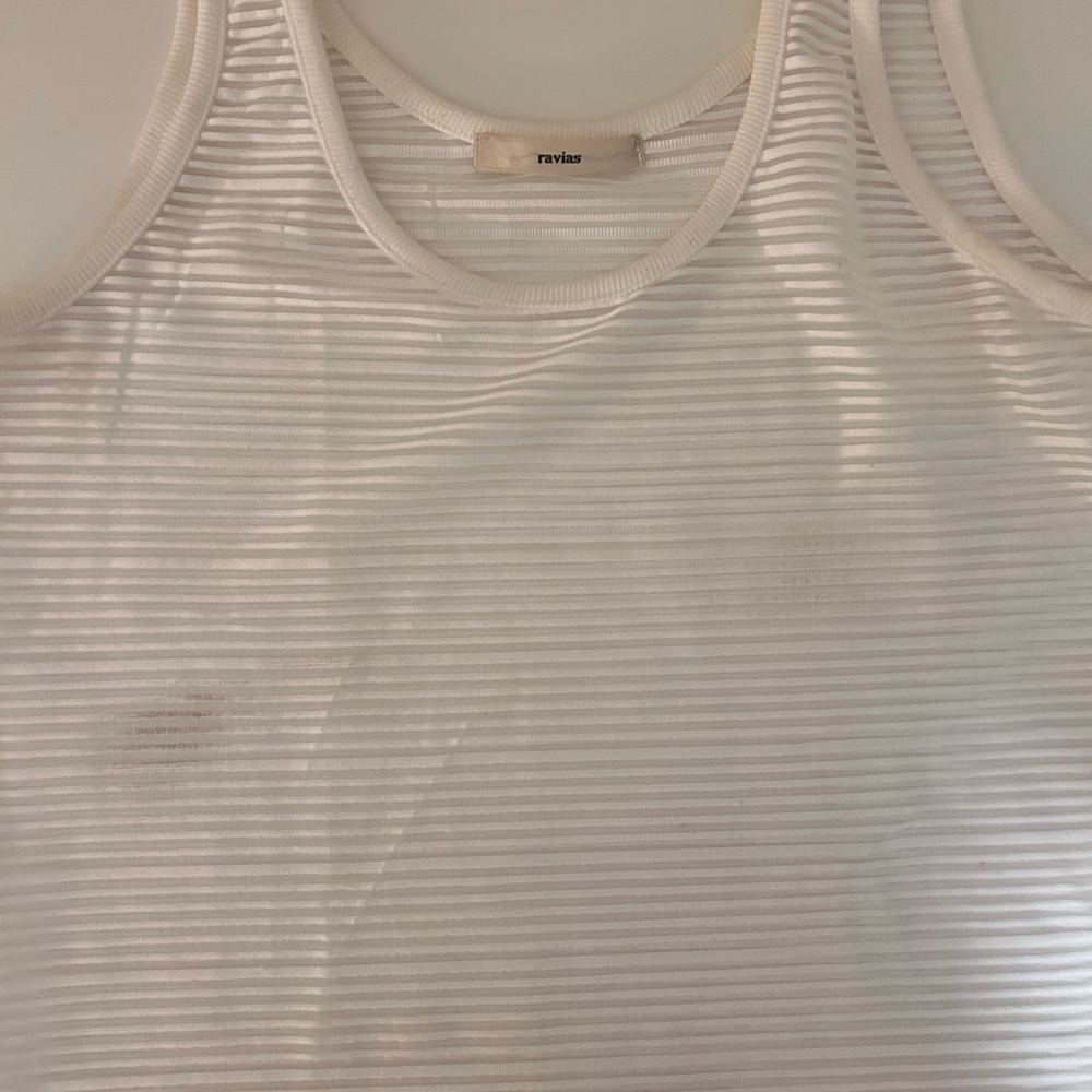 See through and white Striped Tank Top